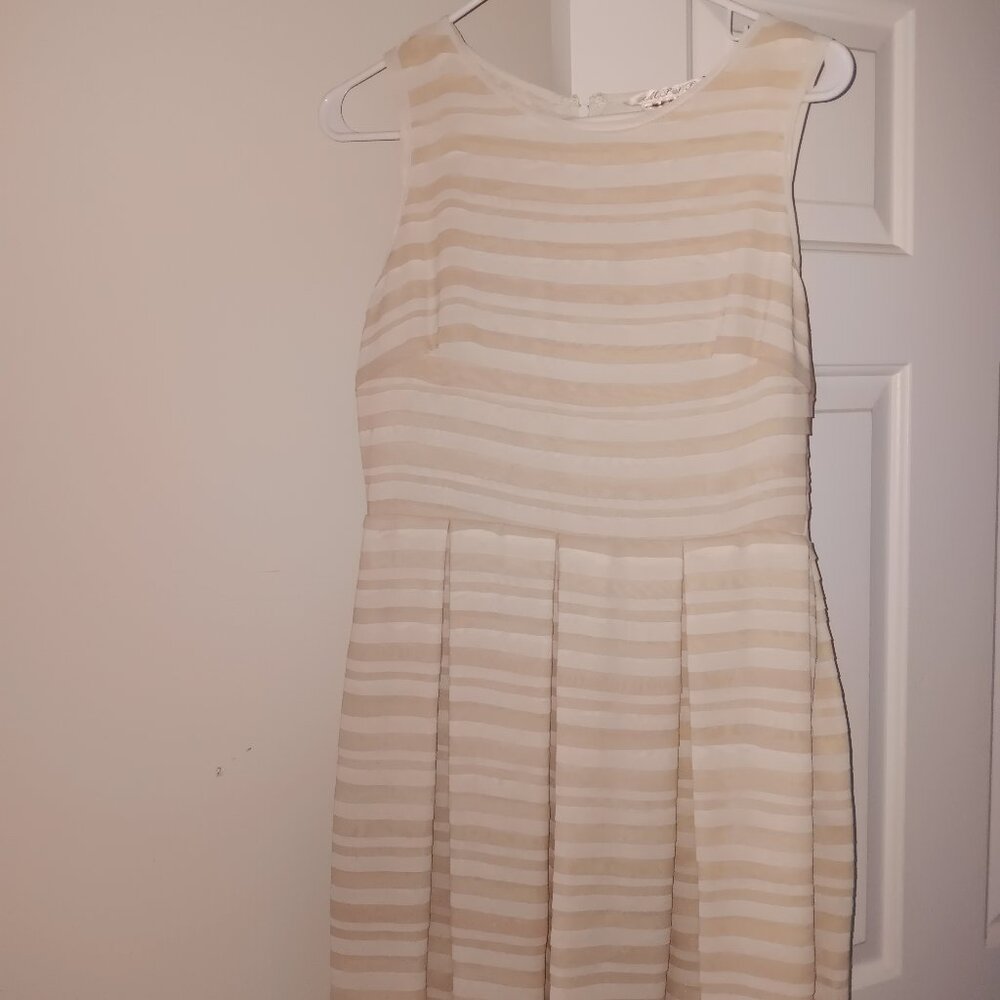 Beige and Ecru striped layered dress